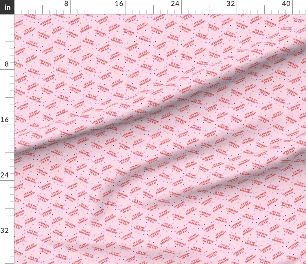 Small Scale Barkday Red Pink Dog Cute Confetti Birthday Printed Cotton Poplin Fabric - Fat Quarter for Sewing, Quilting, Dresses & Crafts | Perfect for DIY Pet Apparel, Home Decor & Gift Wrapping