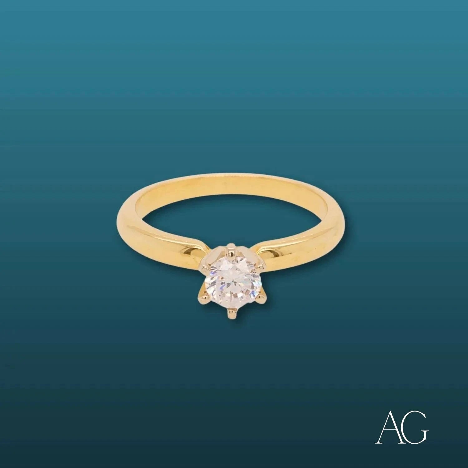 18K Gold CZ Ring for Women – Elegant Cubic Zirconia Engagement & Wedding Band – Perfect for Proposals, Anniversaries, and Special Occasions