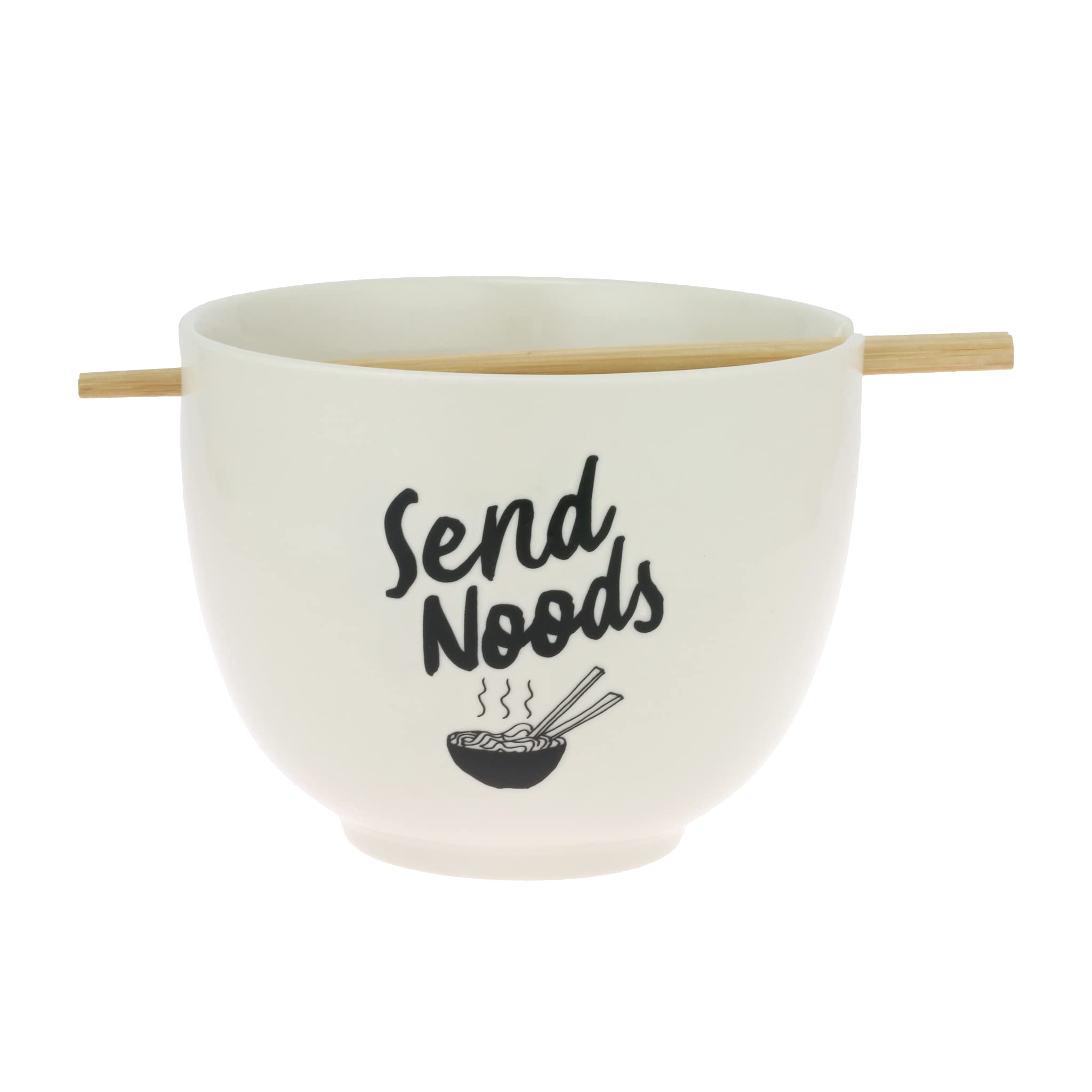 Enesco Our Name is Mud Ramen Bowl and Chopsticks Set - 3.875 Inch White Ceramic Soup Noodle Bowl - Perfect for Asian Cuisine, Home Dining & Gift Giving