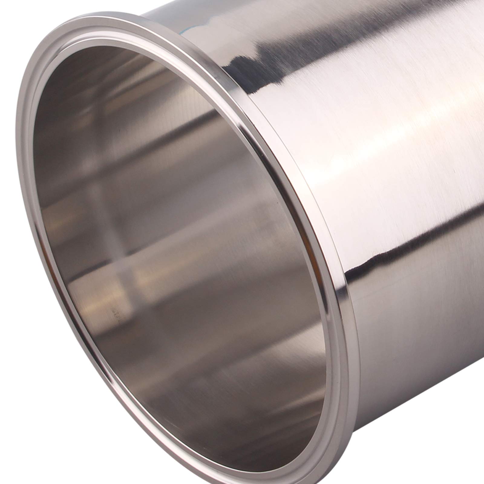 DERNORD 304 Stainless Steel Sanitary Spool Tube - 8 Inch (204MM) Seamless Round Tubing with 6 Inch Tri Clamp Ferrule Flange - Food Grade, Hygienic Piping for Brewery, Dairy, Pharmaceutical & Beverage Industry