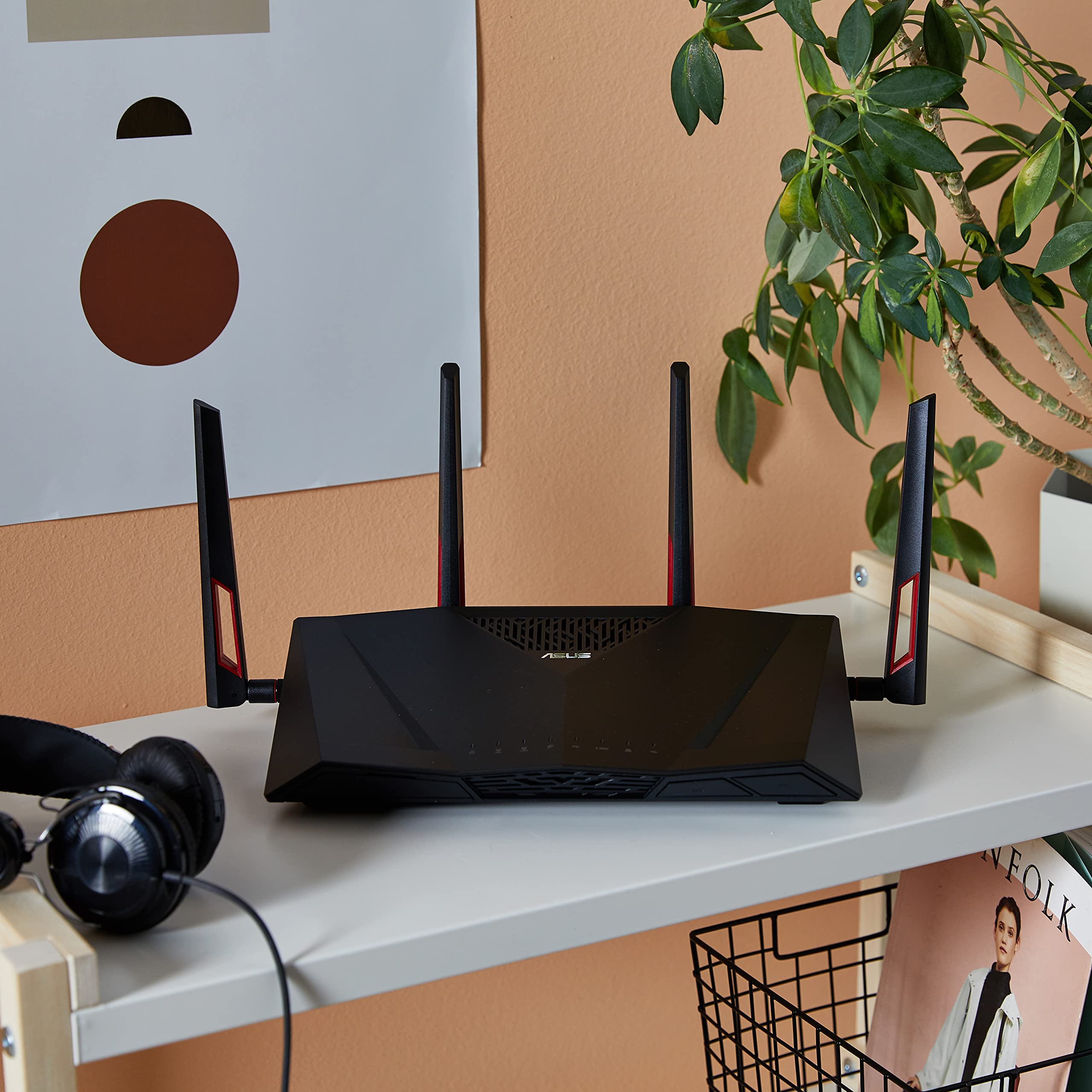 ASUS DSL-AC88U AC3100 Dual-Band Wi-Fi Gigabit Modem Router - 18x Faster Than VDSL2, USB 3.0 for LTE/3G Backup, Media Server Support (Compatible with BT Infinity, YouView, TalkTalk, EE & Plusnet Fibre) - Black - Perfect for Home Office & 4K Streaming