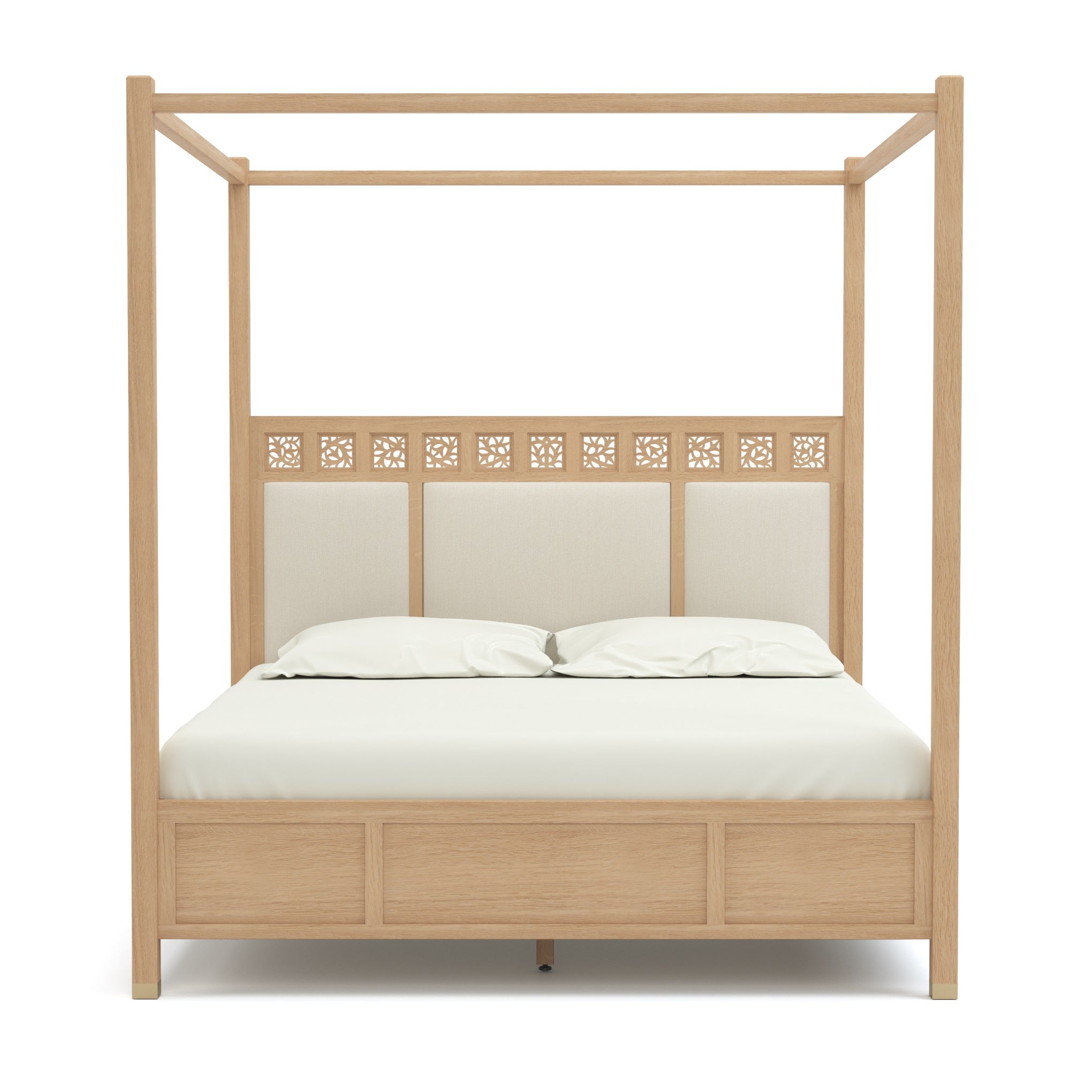 Luxury Surrey Hills Upholstered Four Poster Bed Frame - Queen/King Size, Premium Fabric Headboard, Elegant Canopy Design for Master Bedroom Decor