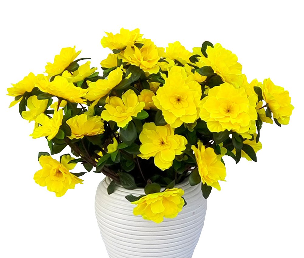 Lopkey 12-Pack Fake Azalea Artificial Flowers Bouquet for Wedding, Home, Office, and Party Decor - Realistic Silk Floral Arrangement for Centerpieces, Tables, and DIY Crafts