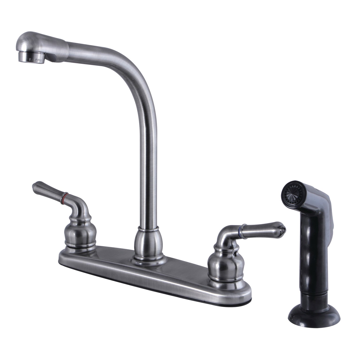 Americana FB754SP 8-Inch Centerset 2-Handle Kitchen Faucet with Side Sprayer in Black Stainless - Perfect for Modern Farmhouse & Commercial Style Kitchens