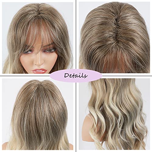 Curly Blonde Brown Reverse Ombre Wig - Long Synthetic Hairpiece for Cosplay, Halloween & Daily Fashion