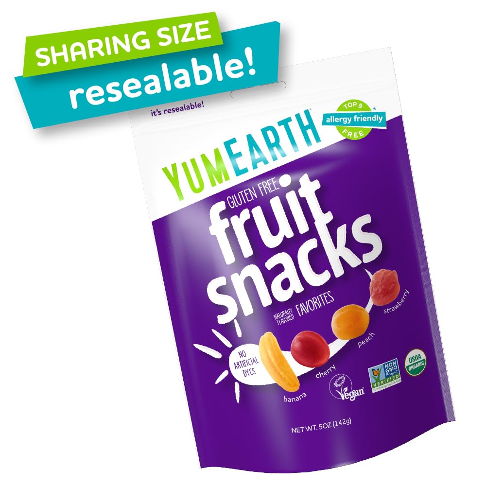 YumEarth Organic Fruit Snacks, 5oz (Pack of 6) - Gluten Free, Vegan, Non-GMO, Allergy Friendly, No Artificial Flavors or Dyes - Healthy Kids Snacks for Lunch Box, School, Travel & On-The-Go