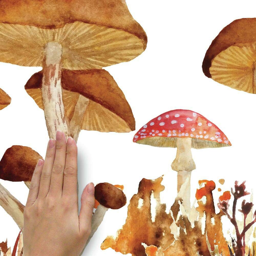 RoomMates RMK4411TBM Giant Mushroom Peel and Stick Wall Decals - XL Removable Wall Stickers for Kids Bedroom, Nursery, Playroom Decor