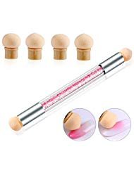 WOKOTO Dual Gradient Nail Art Sponge Brush - Professional Nail Painting Pens with 4 Replaceable Sponge Heads | Perfect for Ombre, French Tips & Nail Art Designs at Home or Salon