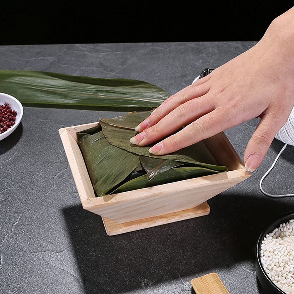 Premium Hemoton Square Wooden Onigiri Mold Set - Traditional Rice Pudding & Zongzi Maker for DIY Japanese Sushi, Chinese Dragon Boat Festival Dumplings - Perfect for Home Cooking, Meal Prep & Cultural Celebrations