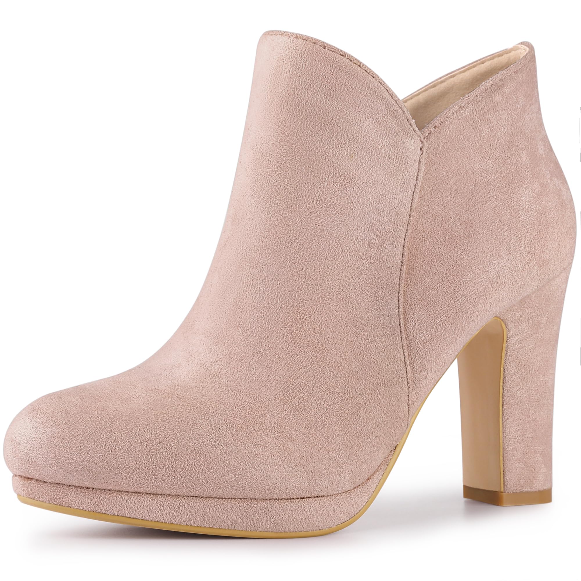 Perphy Women's Chunky High Heel Ankle Boots - Round Toe Platform Booties for Fall & Winter | Comfortable Dress Shoes for Office, Party & Night Out