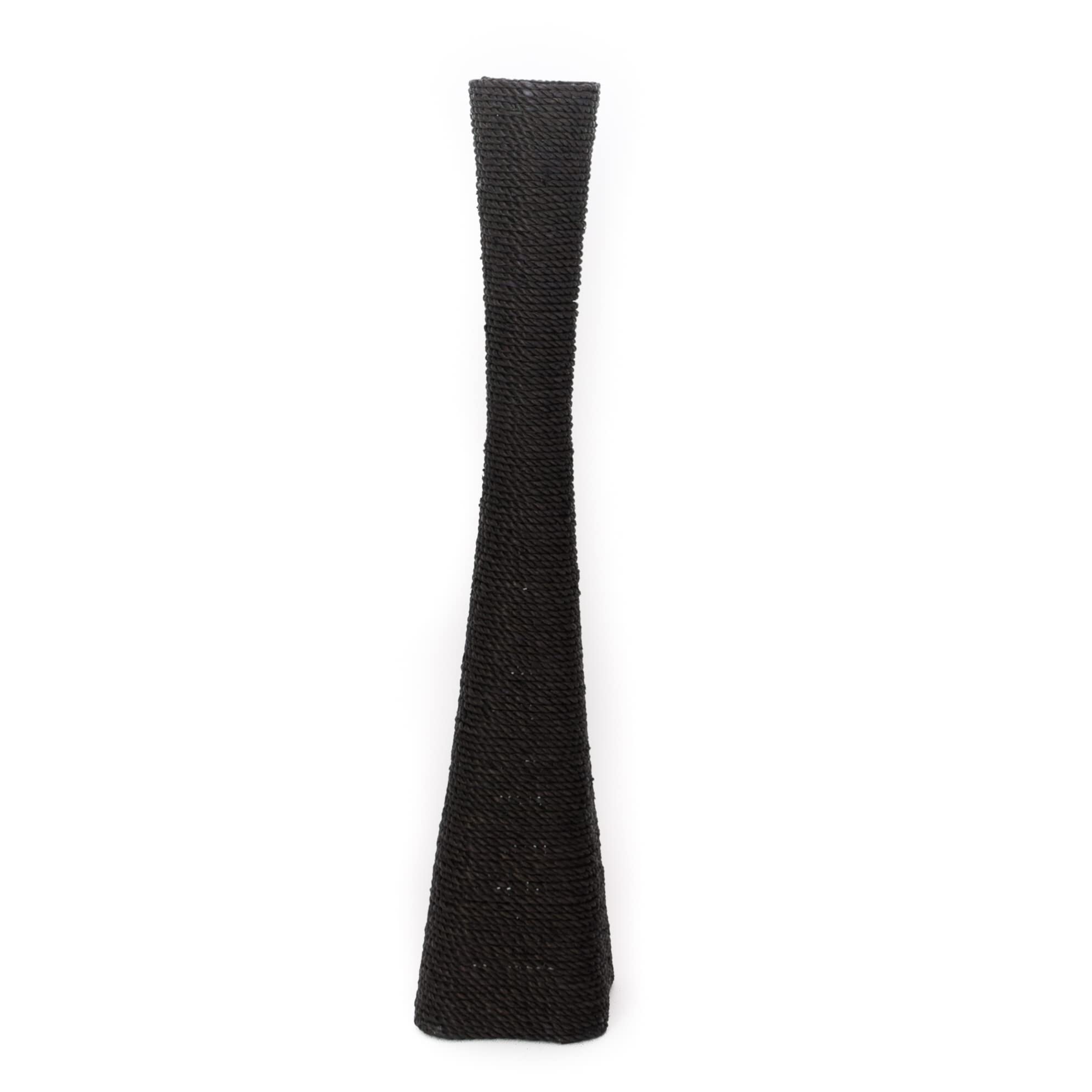 Leewadee 36-inch Large Black Floor Vase - Handmade Bamboo & Bast Flower Holder, Elegant Funnel Vessel for Decorative Branches - Perfect for Living Room Decor, Wedding Centerpieces & Boho Home Styling