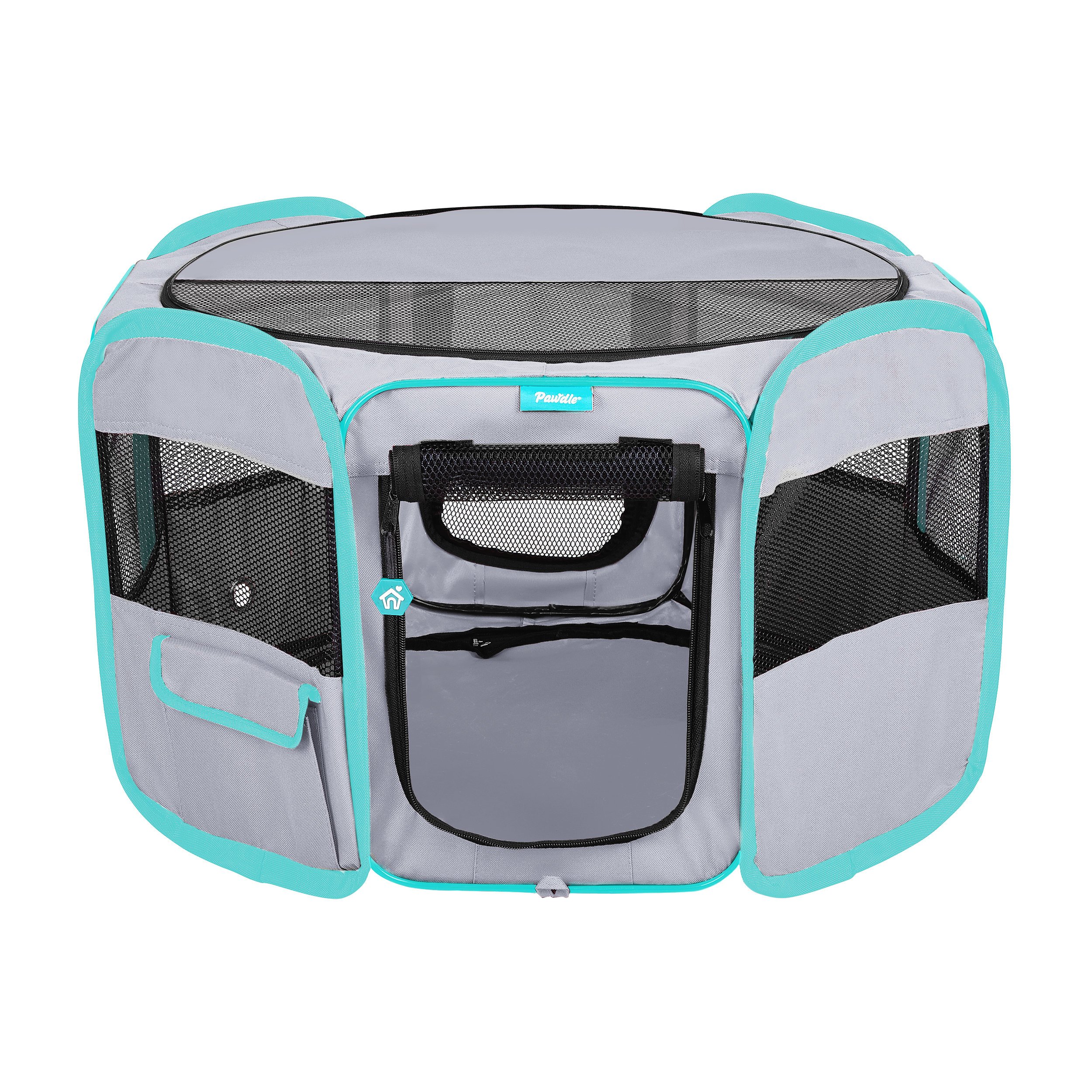 Premium Portable Soft Dog Playpen - Lightweight Pet Exercise Pen with Carry Bag for Dogs, Cats & Small Pets (Small, Grey) - Indoor/Outdoor Use, Travel, Training & Playtime