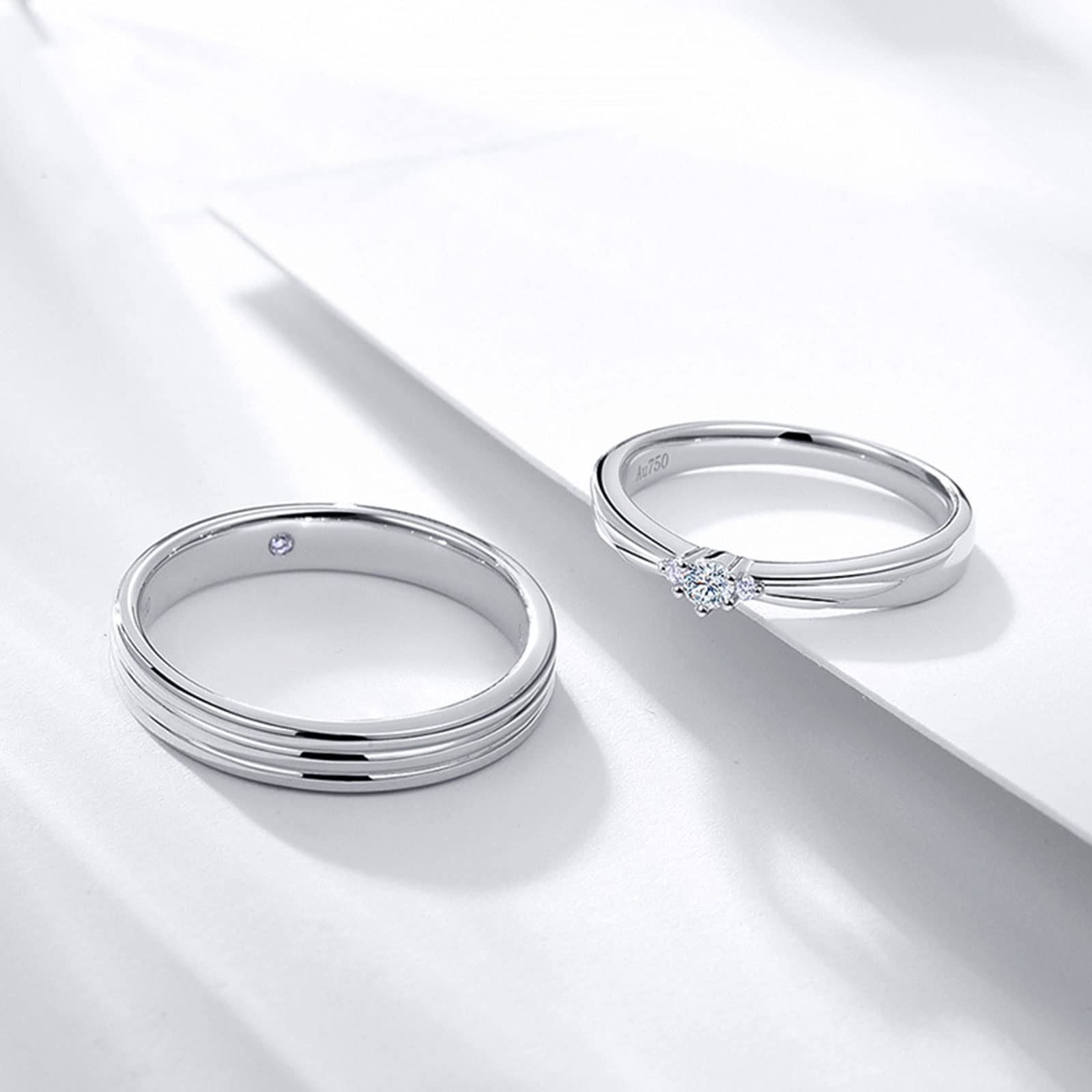 Diamond Matching Couples Rings for Him and Her - Sterling Silver, 10K, 14K, 18K Gold Wedding Promise Rings with Free Engraving | Perfect for Anniversaries, Engagements & Romantic Gifts