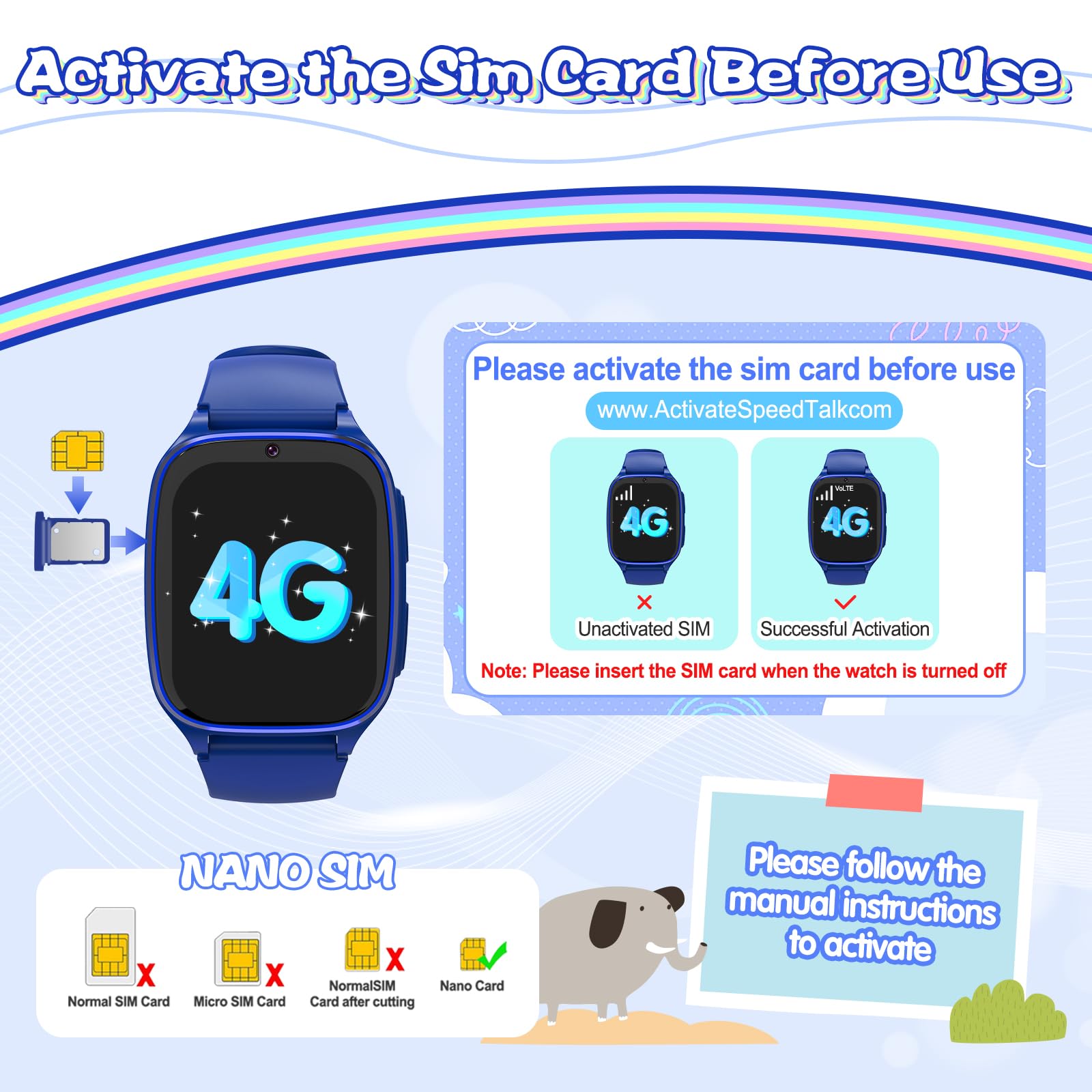 4G Kids Smart Watch with SIM Card - GPS Tracker, Camera, Music, Games & Learning Apps for Boys & Girls Ages 4-12 | Waterproof Smartwatch Phone with Calculator & Alarm | Perfect Birthday Gift (Dark Blue) - Ideal for School, Outdoor Play & Parental Monitoring