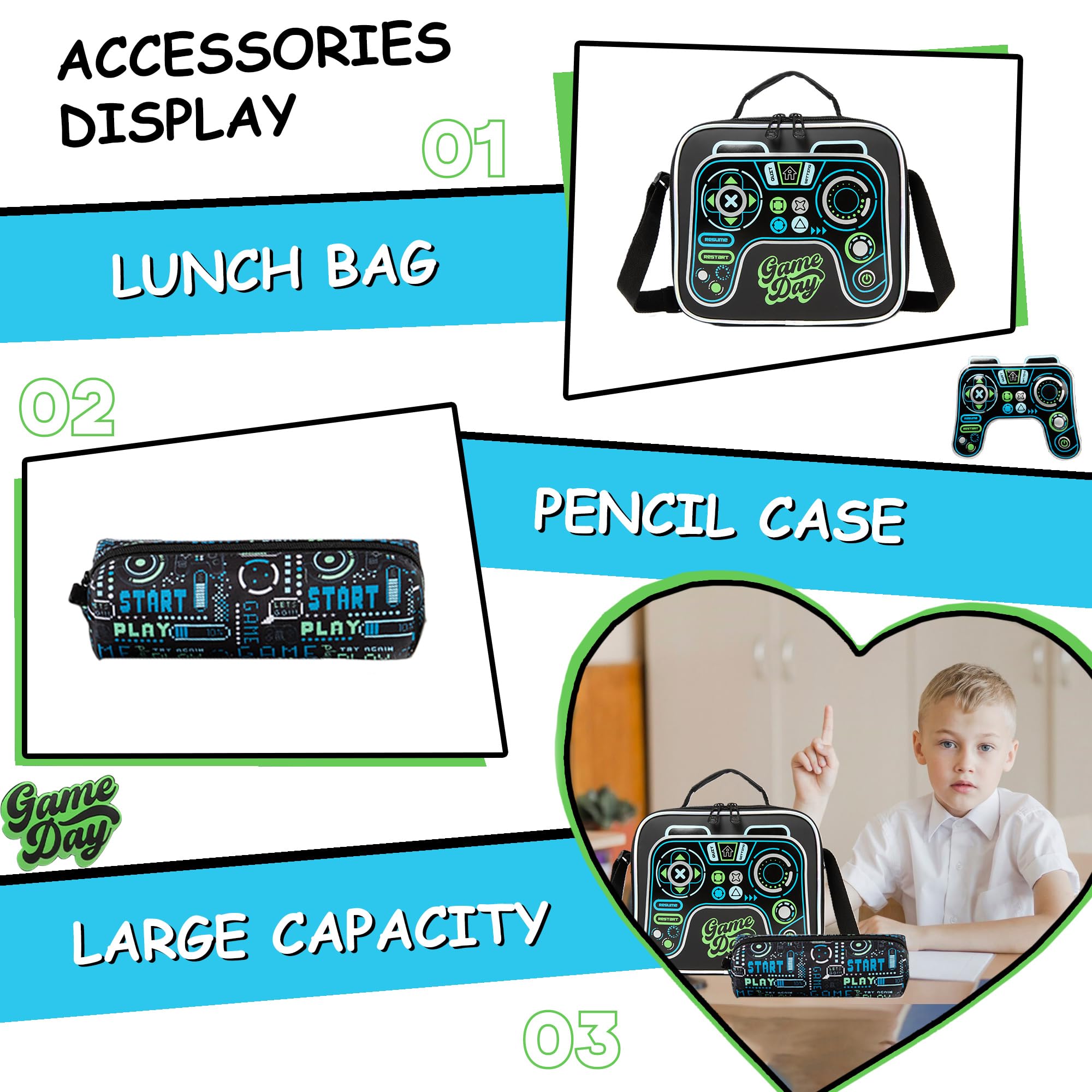 Meetbelify Kids Rolling Backpack with Wheels - 3-in-1 School Travel Luggage for Boys Age 8-10 | Includes Lunch Box & Suitcase Features | Perfect for Elementary Students, Airplane Trips & Daily Commute
