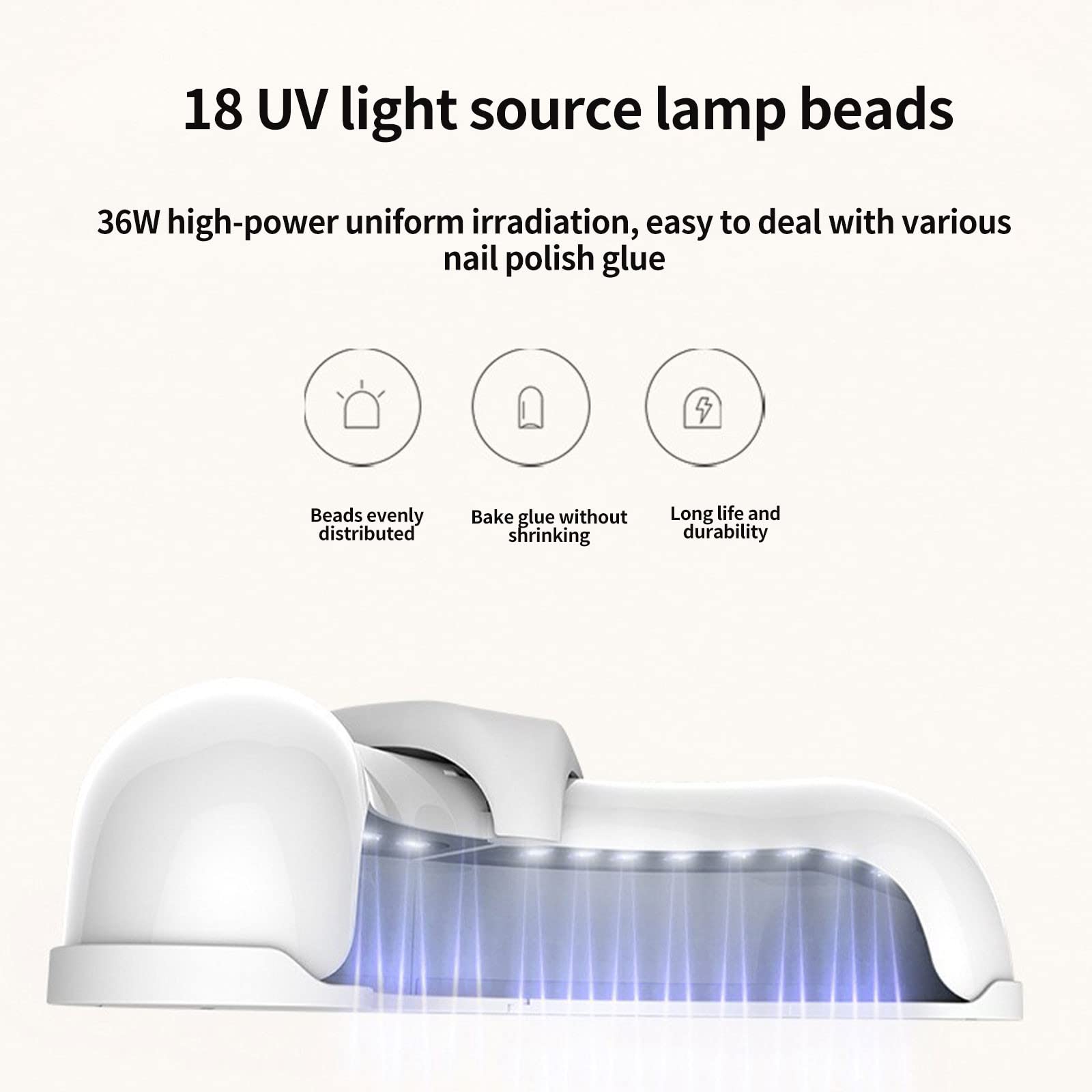 UV LED Nail Lamp 36W - Quick Dry Gel Polish Light with 3 Timers for Home & Salon Use