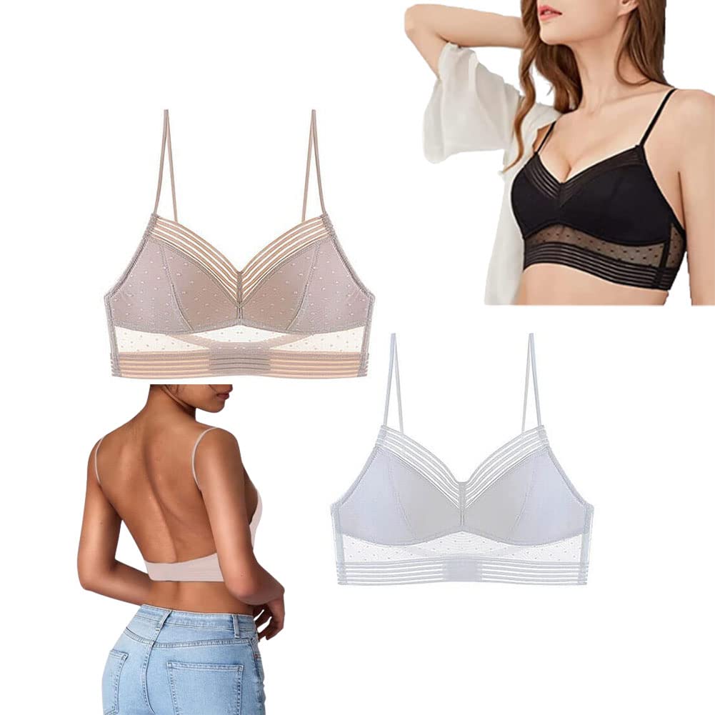 Brafit Backless Wireless Push Up Lace Bra for Women - Seamless Comfort Lifting Lace Bralette | Perfect for Low Back Dresses, Evening Wear & Special Occasions