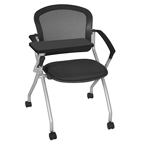 Scranton & Co Modern Nesting Chair with Tablet Arm - Black | Space-Saving Stackable Chair for Office, Classroom, or Home Use