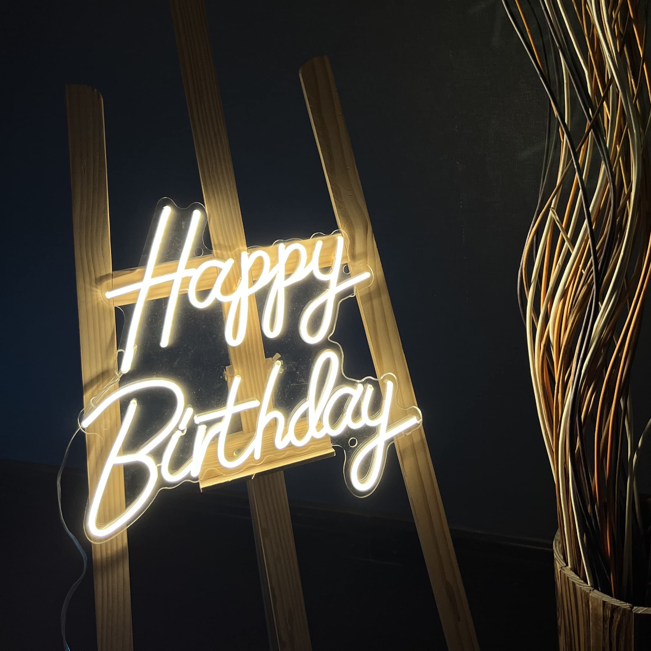 Happy Birthday Neon Sign - Warm White LED Wall Decor for Kids Birthday Party, Backdrop & Home Celebration - Perfect for Wall Hanging, Party Decorations & Unique Birthday Gifts