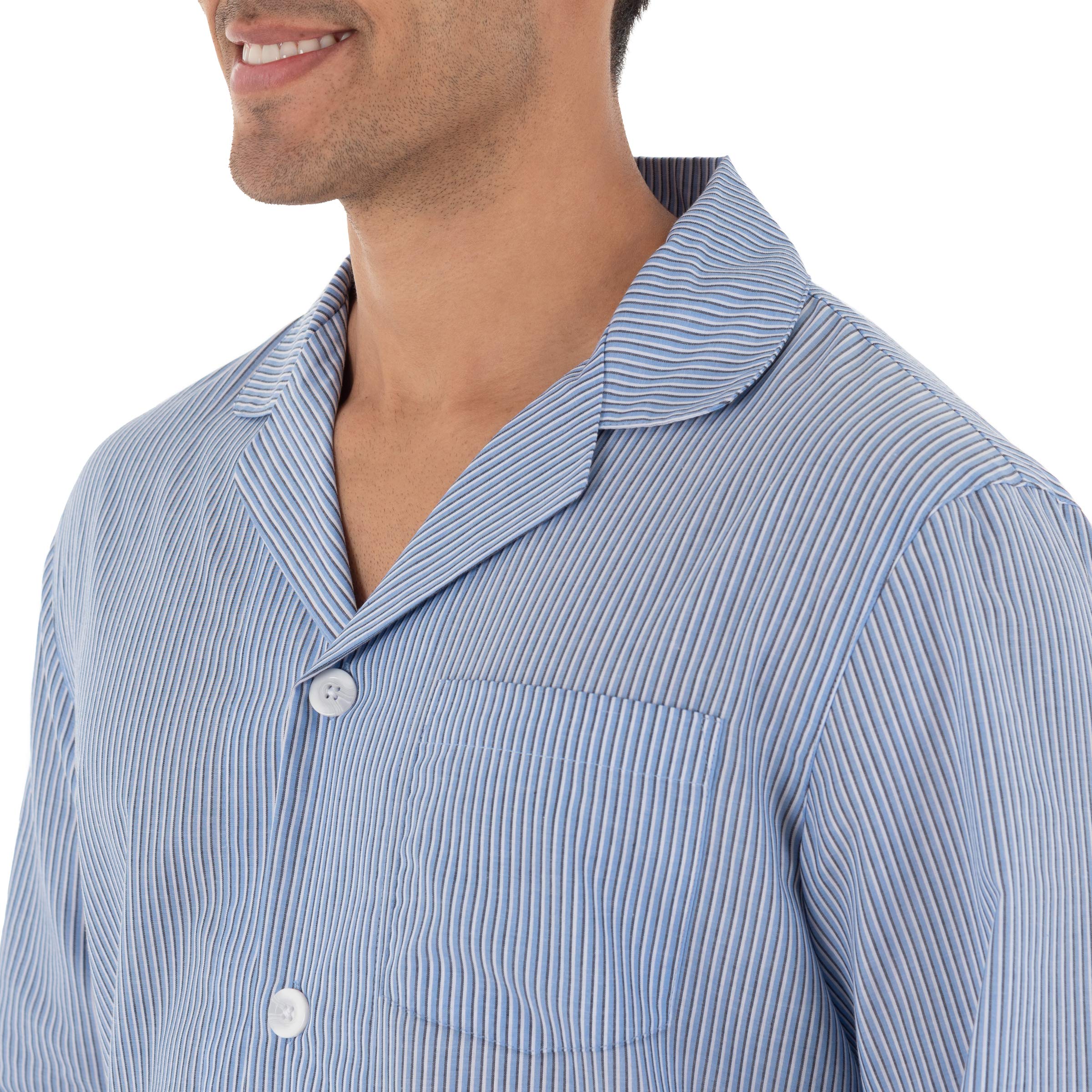 Fruit of the Loom Men's Long Sleeve Broadcloth Pajama Set - Comfortable Sleepwear for Relaxing at Home & Lounging