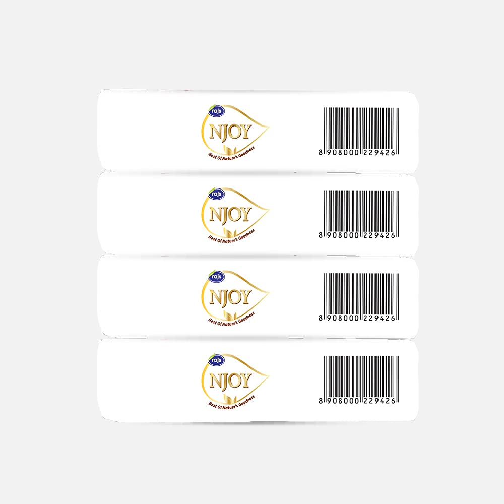 Raj Njoy Bathing Soap - Rich Milk & Almond Moisturizing Bar (125g, Pack of 8) | Gentle Cleansing for Dry & Sensitive Skin | Perfect for Daily Shower, Spa & Gift Sets