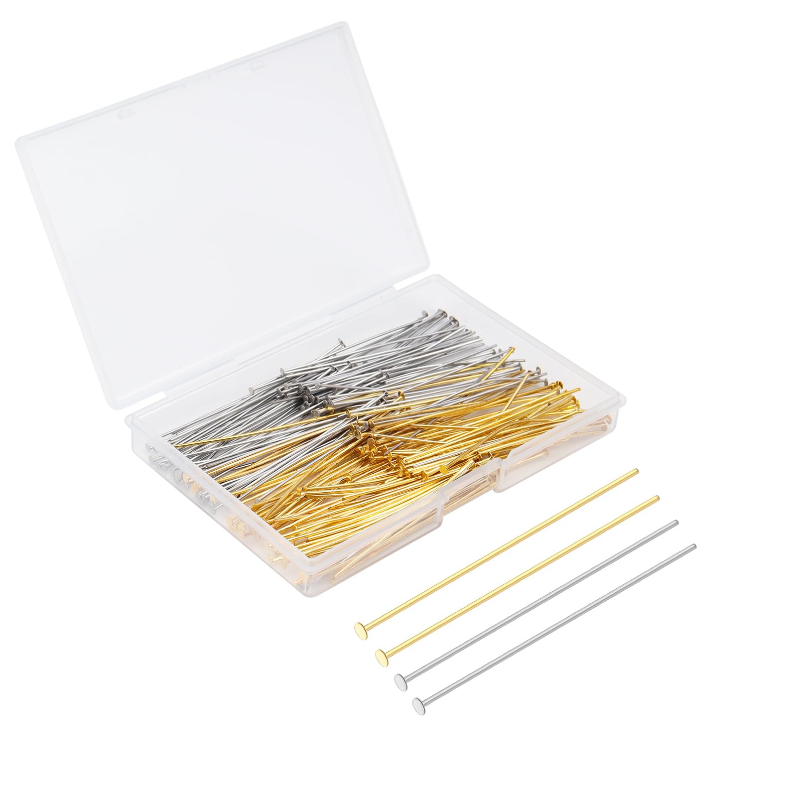 Yumttero 50mm Jewelry Head Pins - 200pcs Gold & Platinum for Earrings, Bracelets - DIY Craft Supplies