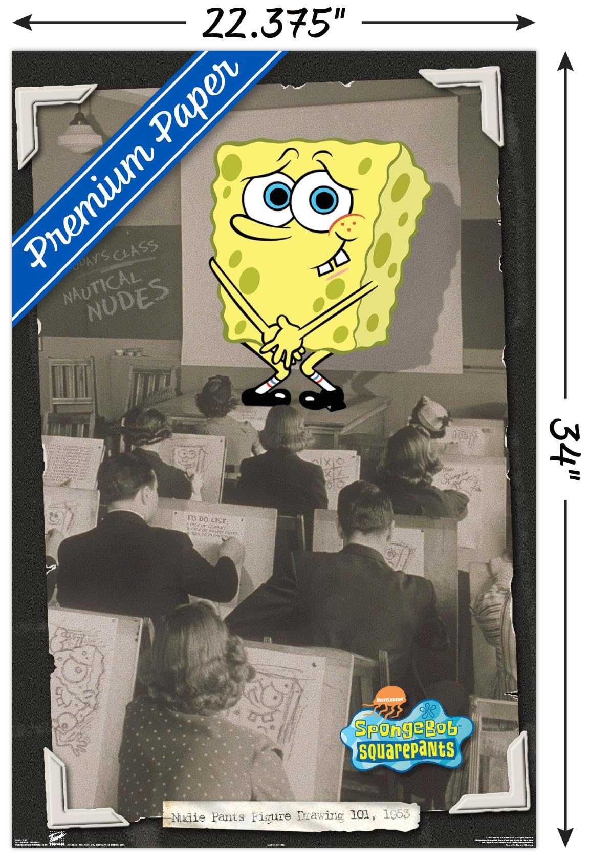 Trends International Nickelodeon SpongeBob SquarePants Classroom Wall Poster - 22.375 x 34 Inches Premium Poster Set with Hanging Clips - Perfect for Kids' Rooms, Classrooms & Playrooms Decor