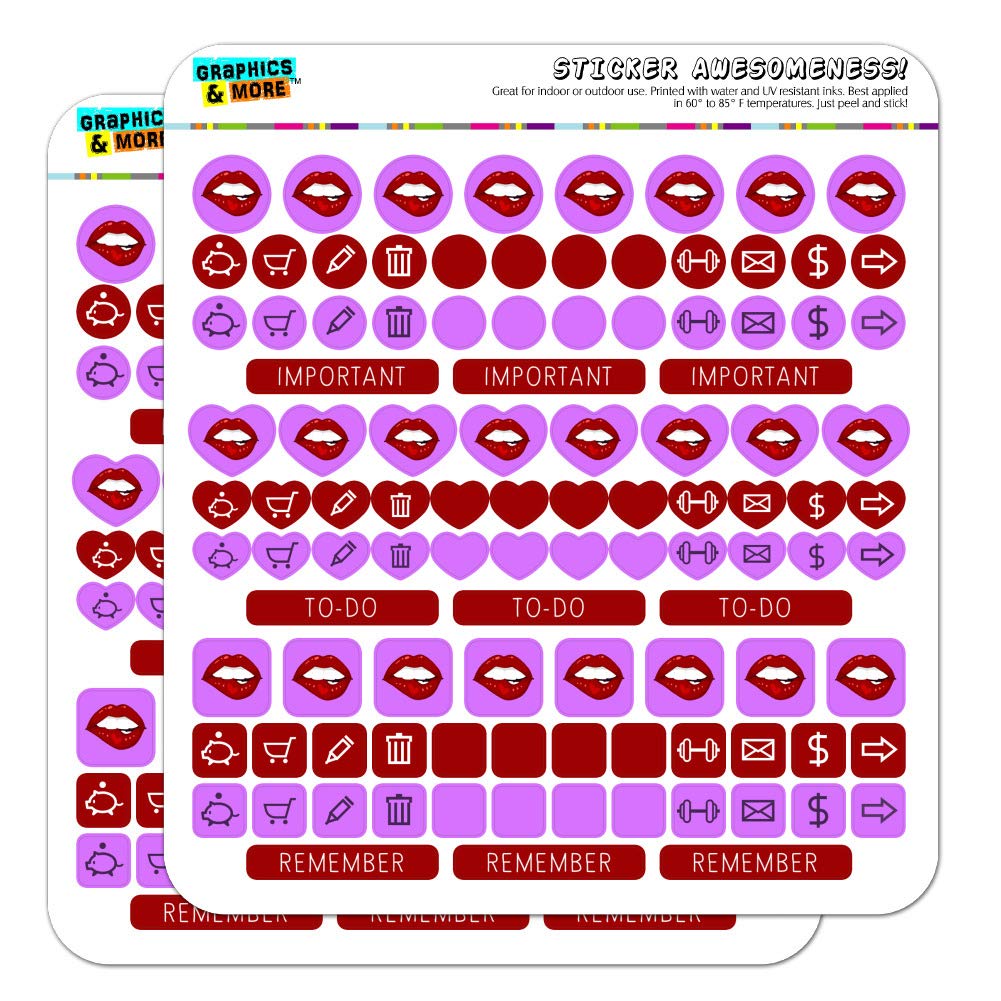 Seductive Luscious Bite Lip Planner Stickers - Scrapbooking & Crafting Calendar Sticker Set for Bullet Journals, DIY Planners, and Creative Projects