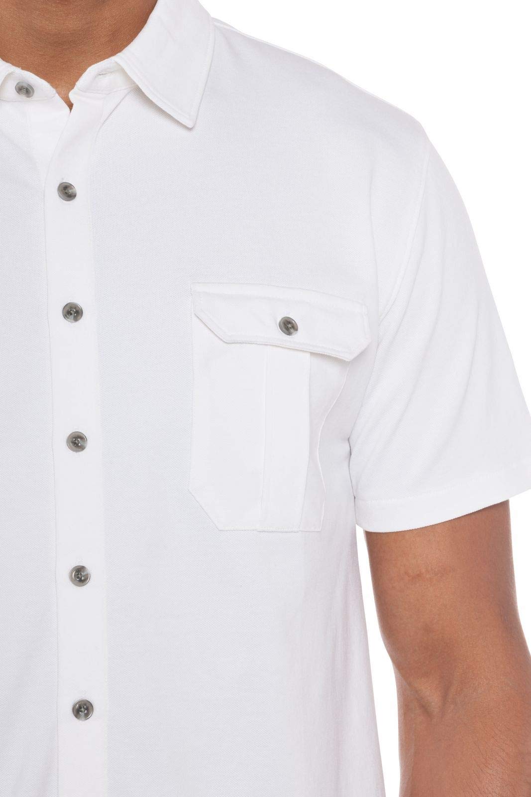 Ably Sailor Men's Button Up Pique Knit Shirt - Moisture Wicking, Stain & Odor Resistant Performance Shirt for Work, Travel & Outdoor Activities