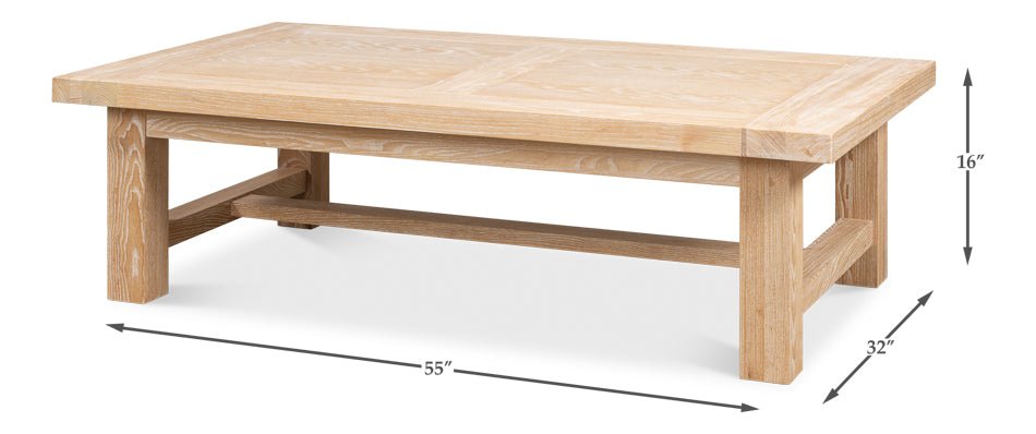 Seaside Retreat Rectangular Cocktail Table - Coastal Style Coffee Table for Living Room, Beach House Decor, Perfect for Patio & Outdoor Entertaining