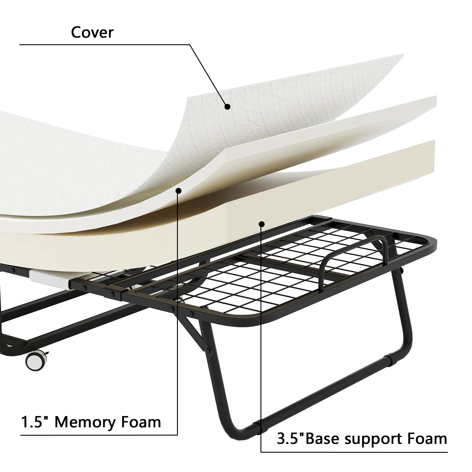 CAIYUN Folding Bed with 5