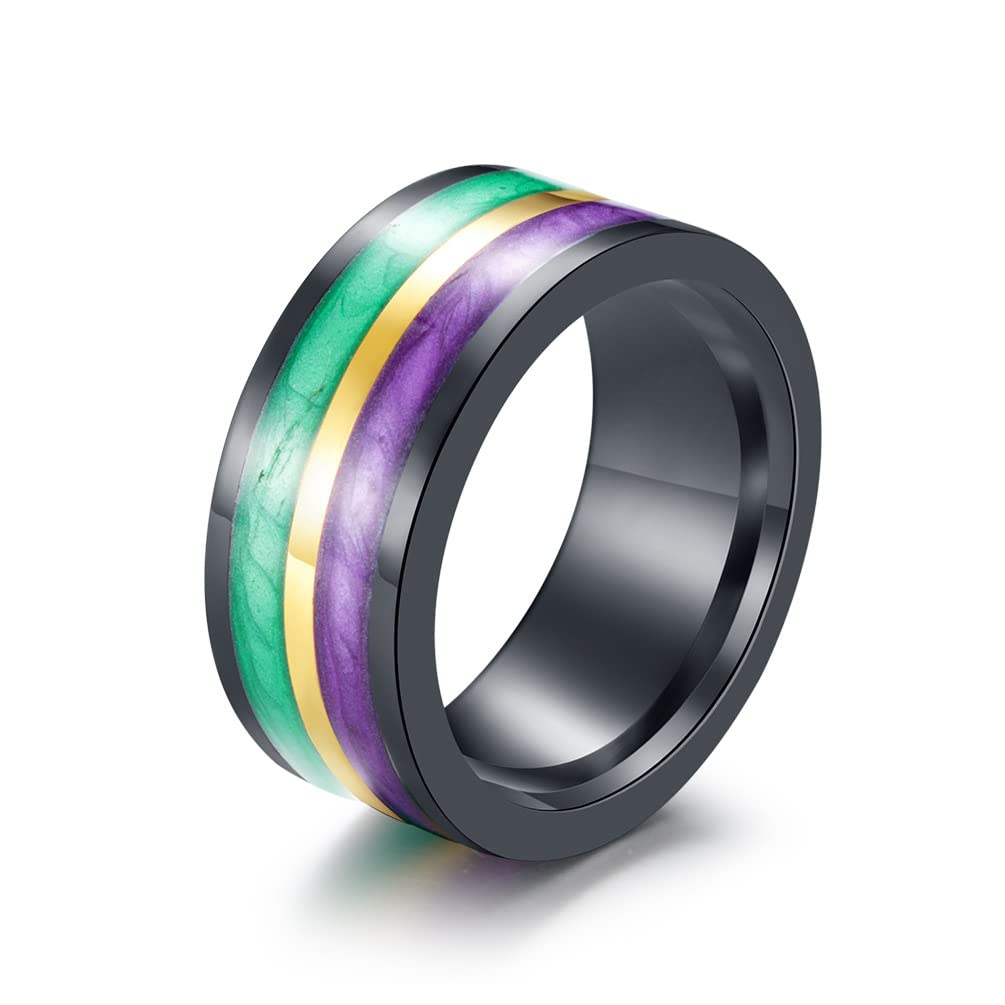 Banemi Stainless Steel Wedding Band for Men - Punk Style Silk Enamel Ring - Size 5-13 - Perfect for Weddings, Parties, Travel & Everyday Wear