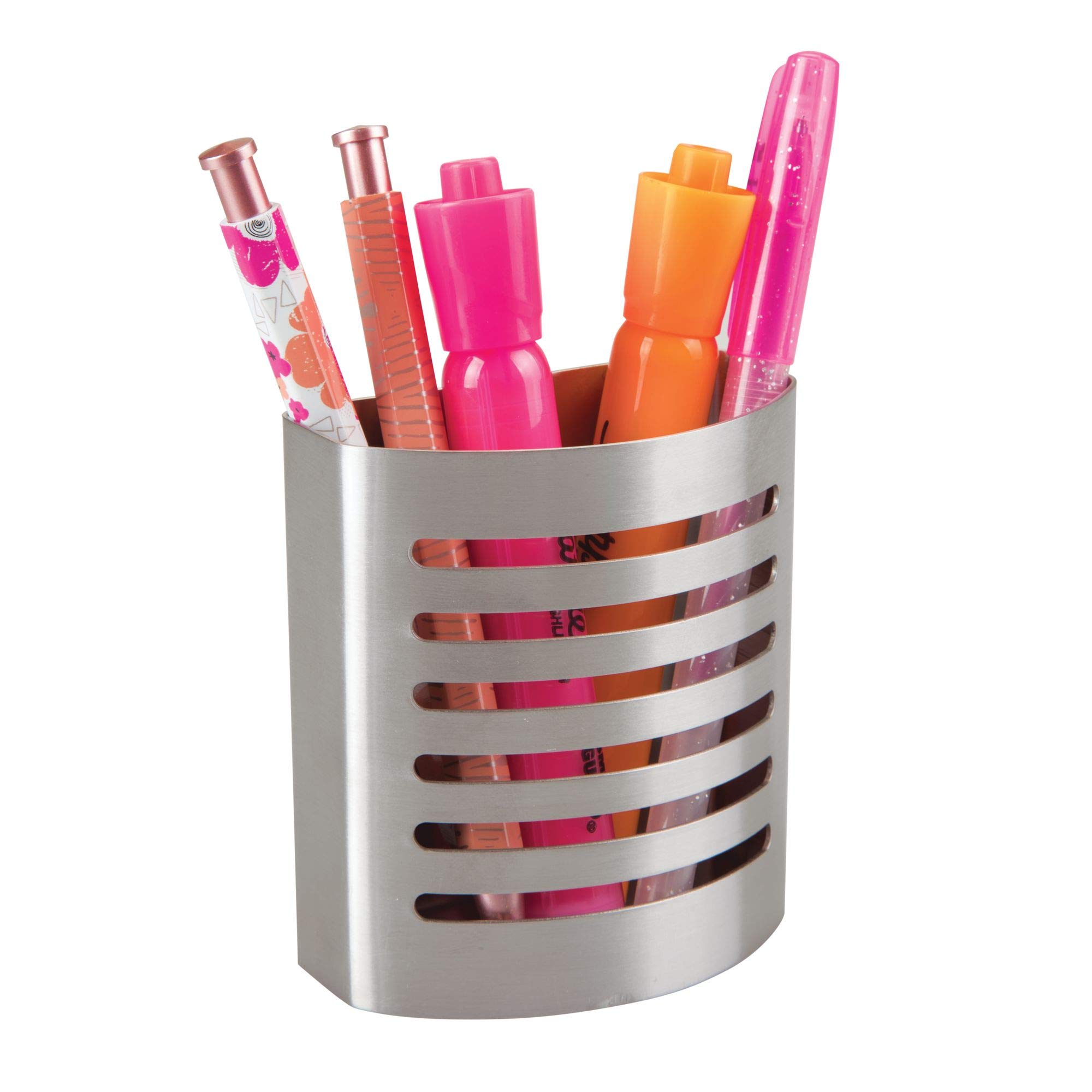 iDesign Forma Magnetic Pen and Pencil Holder - Stainless Steel Desk Organizer for Office, Home, Kitchen & Locker - Modern Writing Utensil Storage (3.25
