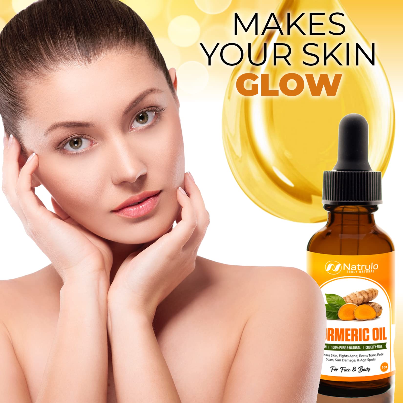 **Organic Turmeric Serum for Face & Body - Natural Skin Brightening Oil for Dark Spots & Acne Scar Treatment - USA-Made Handcrafted Skincare for Even Tone & Glowing Skin - Perfect for Daily Use & Post-Acne Healing**