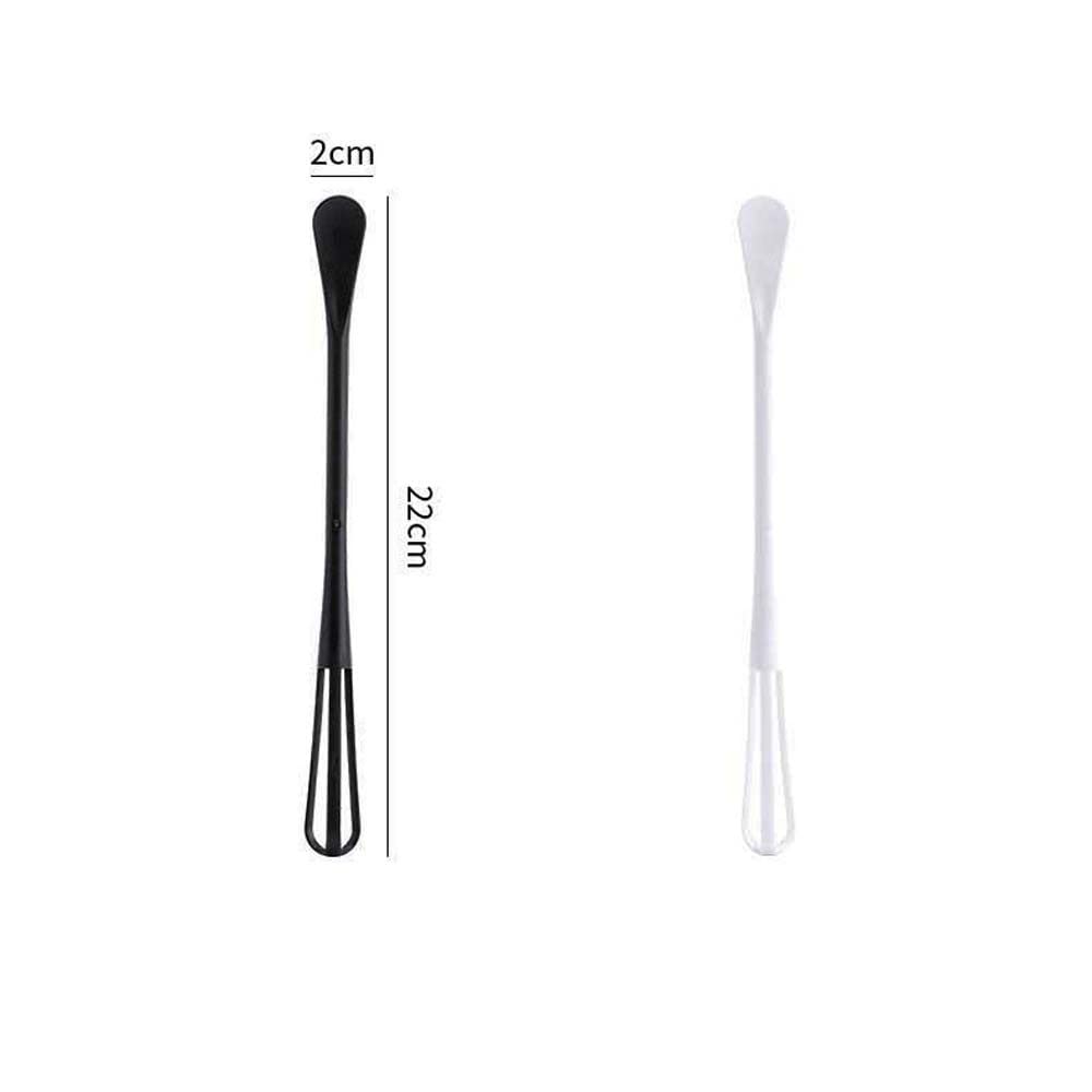 Mini Plastic Whisks with Long Handle - Double Head Egg Beater & Seasoning Spoon - 8.66 Inch Kitchen Gadget for Mixing, Beating, Cooking & Stirring (Black, YB123) - Perfect for Baking, Whisking Eggs, Making Sauces & DIY Crafts