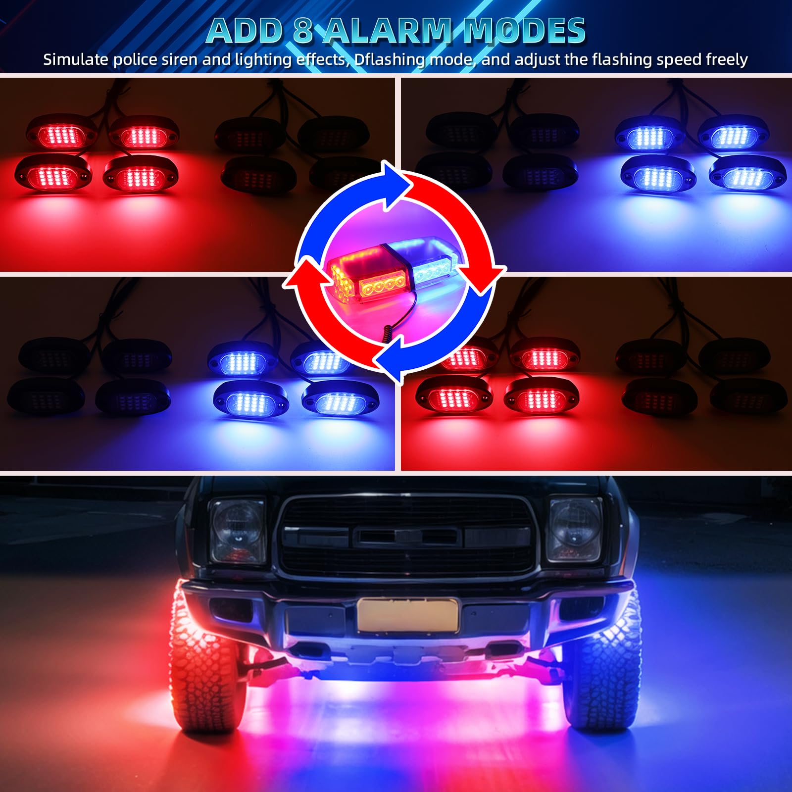 16 Pods RGB LED Rock Lights for Semi Trucks, Offroad Pickup, Trailer & Sedan - APP/RF Controlled Multicolor Underglow Lighting Kit, 12V Waterproof Vehicle Neon Lights for Off-Roading, Car Shows & Night Cruising