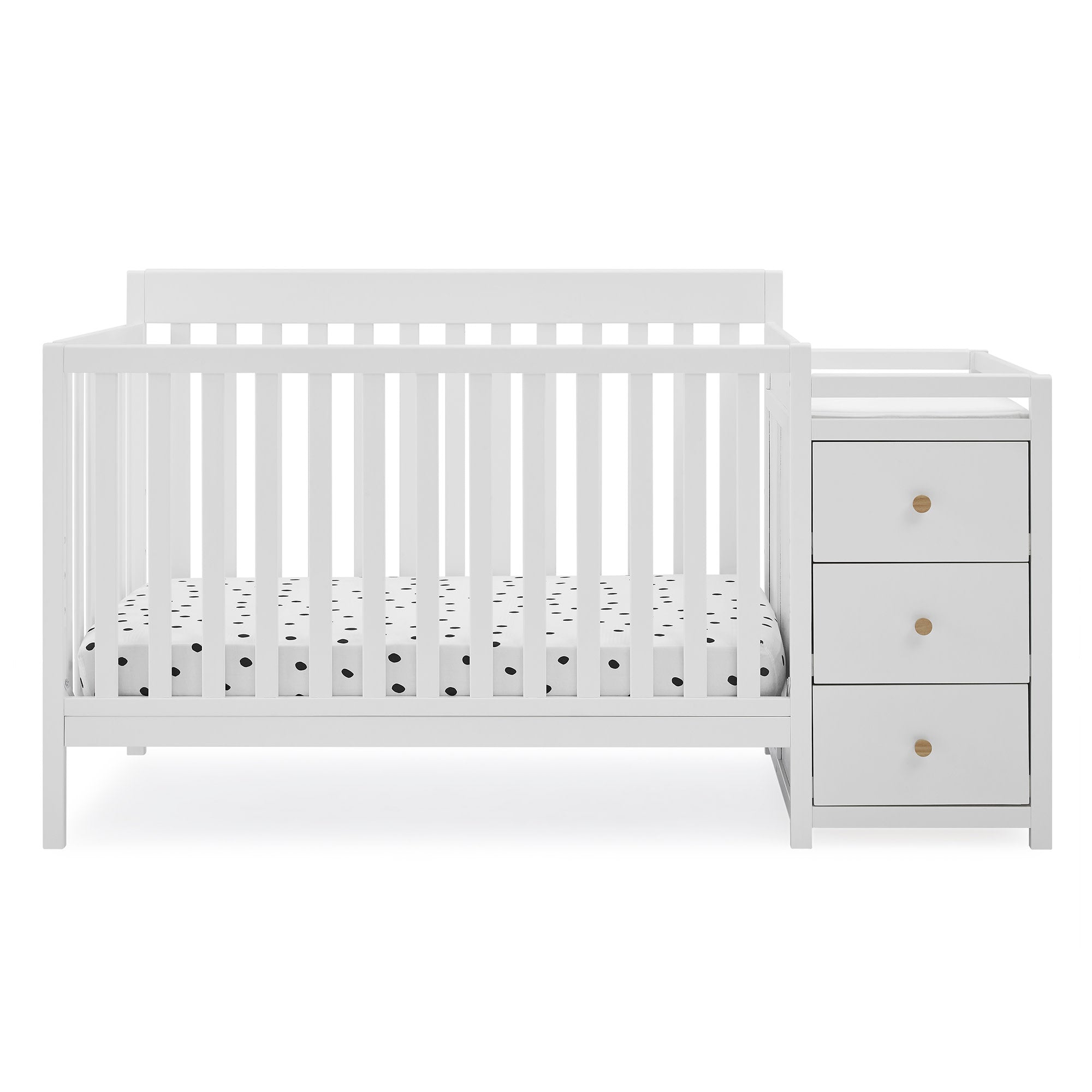 Flynn 5-in-1 Convertible Baby Crib with Changer - Nursery Furniture Set for Newborn to Toddler | Perfect for Bedroom, Daycare & Nursery Decor