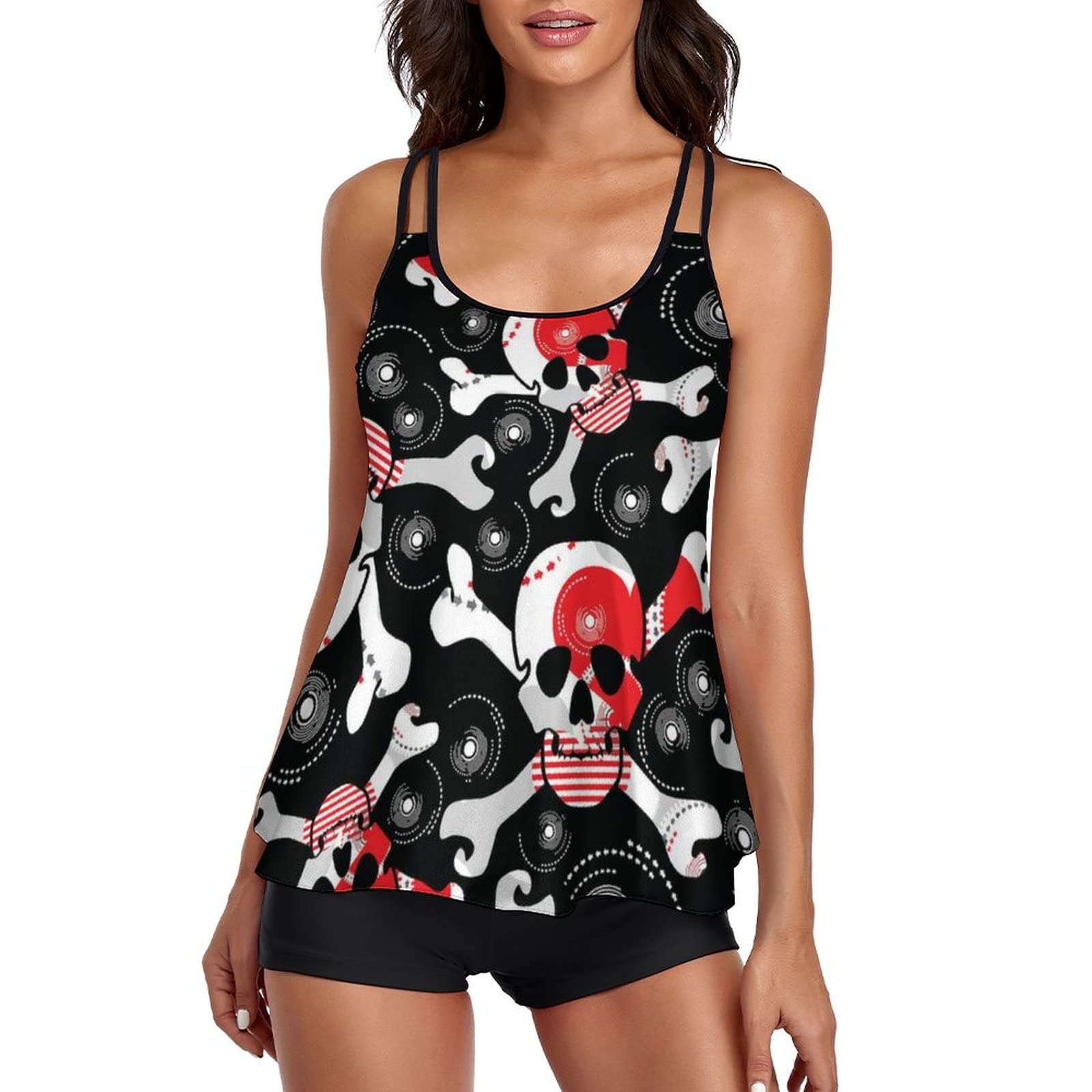 Women's Sport Fashion Tankini Swimwear Set - High Waist Bikini Top & Shorts for Beach, Pool, and Summer Vacation Activities
