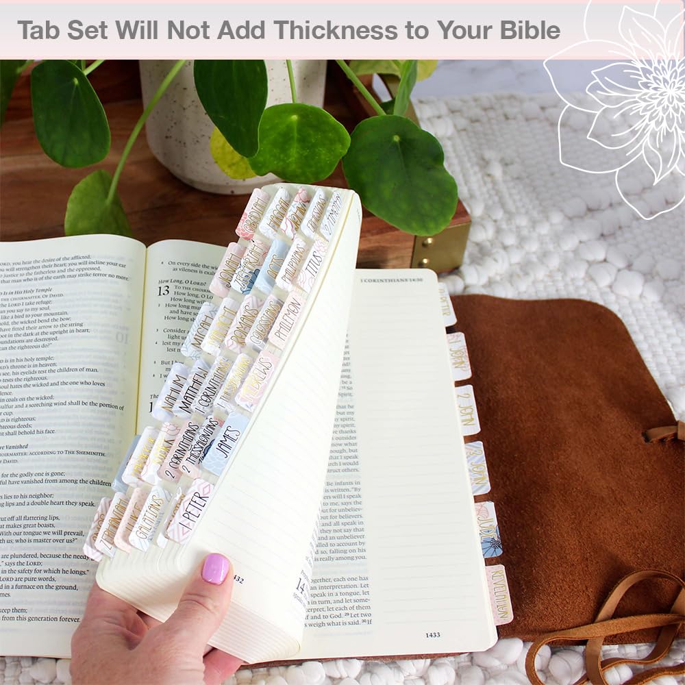 Idyllic Grace - 90 Gold Foil Bible Tabs with Index Labels for Old & New Testament | Durable Glossy Laminated Christian Study Tool | Perfect for Bible Journaling, Catholic Devotion & Scripture Research