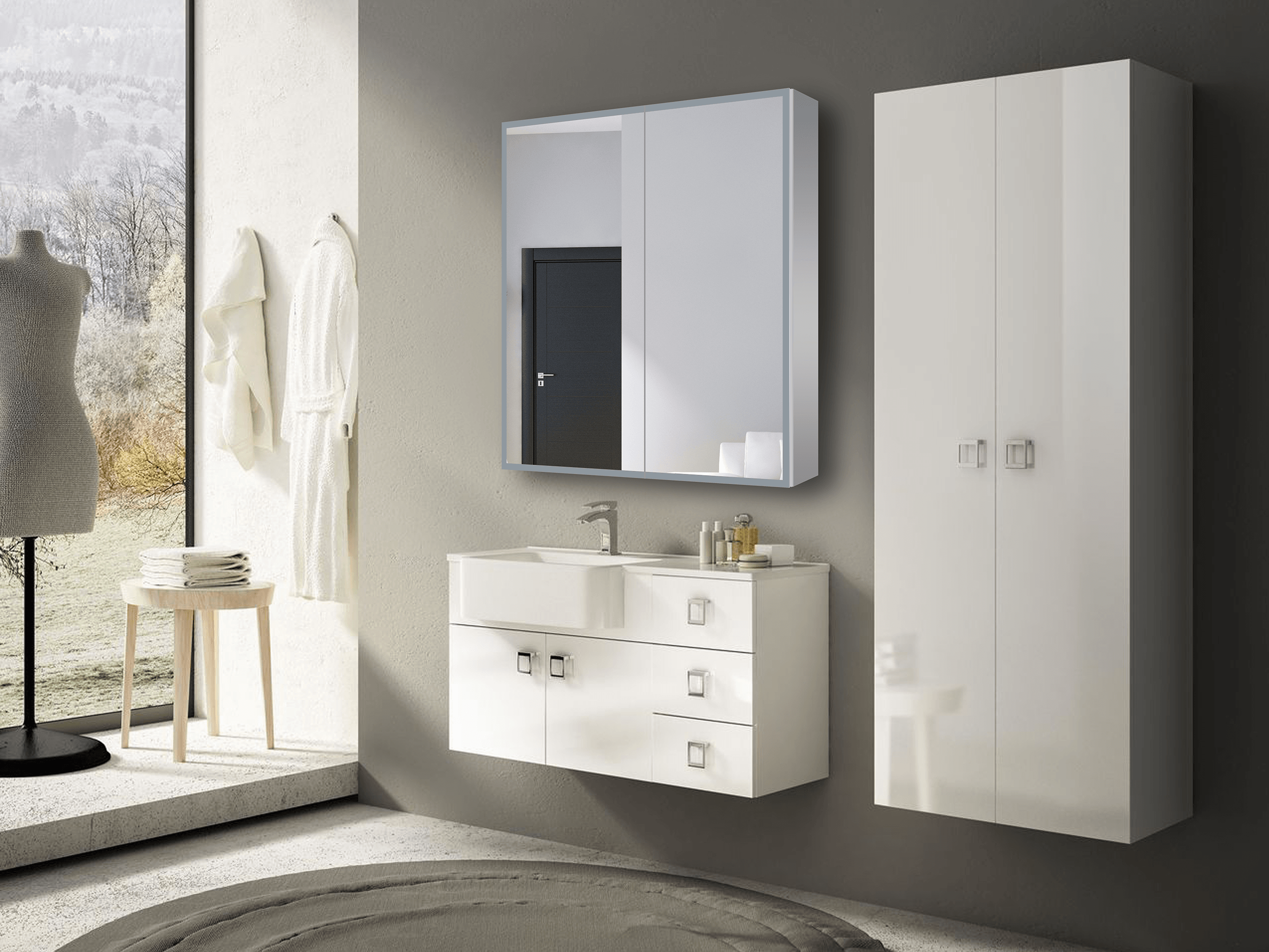 Dhalia LED Bathroom Medicine Cabinet with Defogger & 3X Magnifying Mirror - 5 Size Options for Vanity, Makeup, and Bathroom Storage