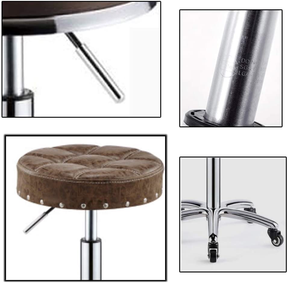 Adjustable Hydraulic Rolling Swivel Stool Chair - 70cm Height Salon, Tattoo, Massage, Spa, Kitchen, Bar & Office Stool - PU Leather Upholstery (Black) - Perfect for Hairdressers, Tattoo Artists, Therapists & Home Use