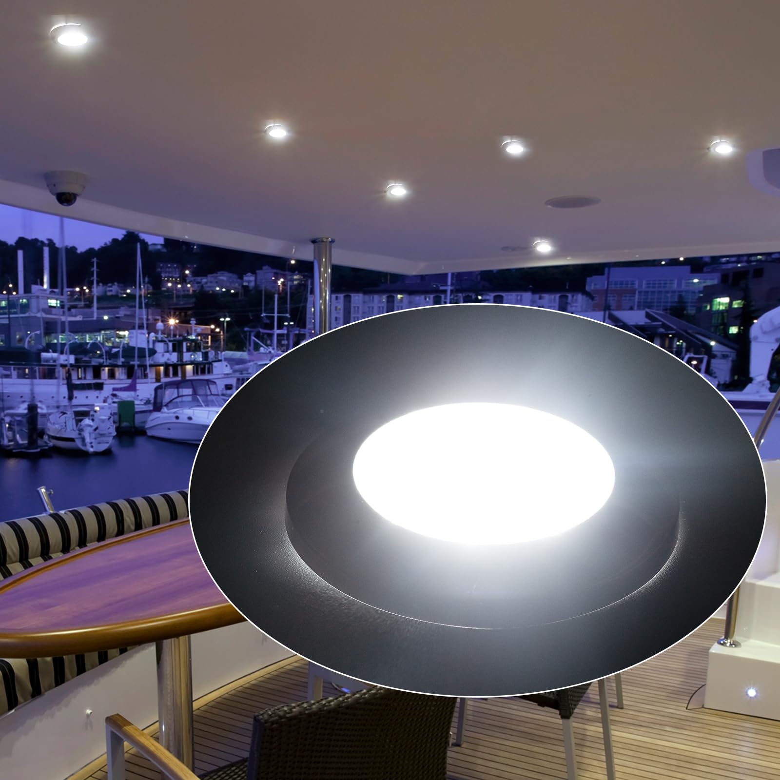 Marine Dome Light - 12V LED Boat Cabin Lights, Stainless Steel Surface Mount (2.79 Inch) - Waterproof Interior Lighting for Boats, Yachts, RVs, Campers - Set of 2 Cool White LED Lights for Night Navigation & Cabin Illumination