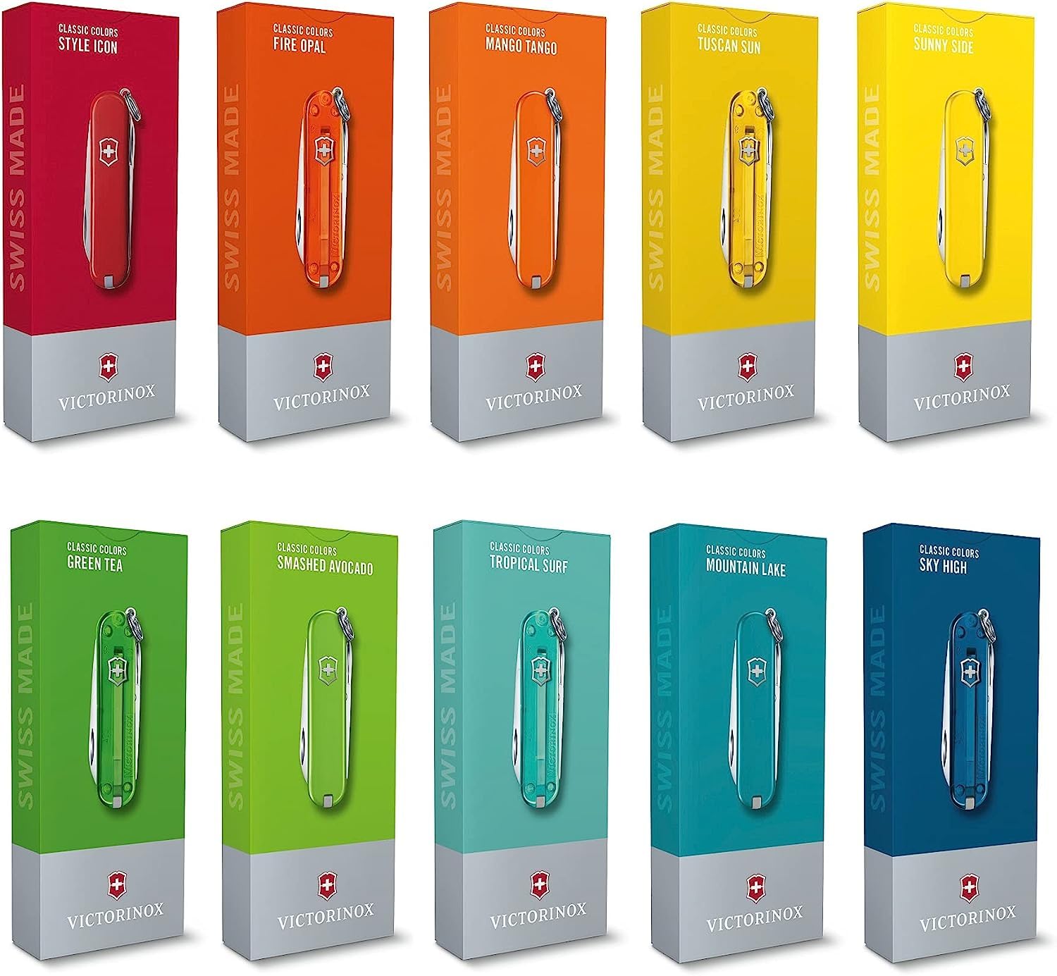 Victorinox Classic SD Swiss Army Knife - 7-in-1 Multi-Tool with Small Blade, Screwdriver & Key Ring | Compact Swiss Made Pocket Knife in White (Falling Snow) | Perfect for Camping, Hiking, Everyday Carry & Outdoor Adventures