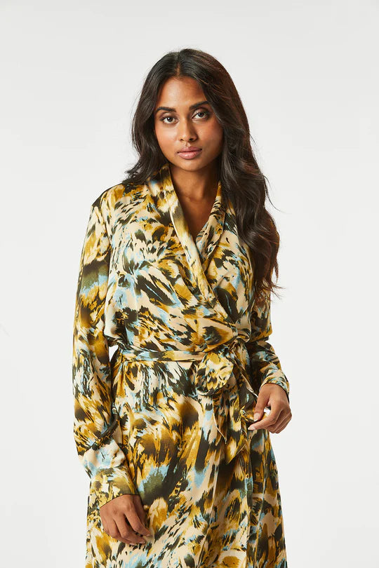 Brock Long Wrap Dress for Women - Flowy Green Maxi Dress with Belt, Elegant & Comfortable - Perfect for Summer, Beach, Office & Special Occasions