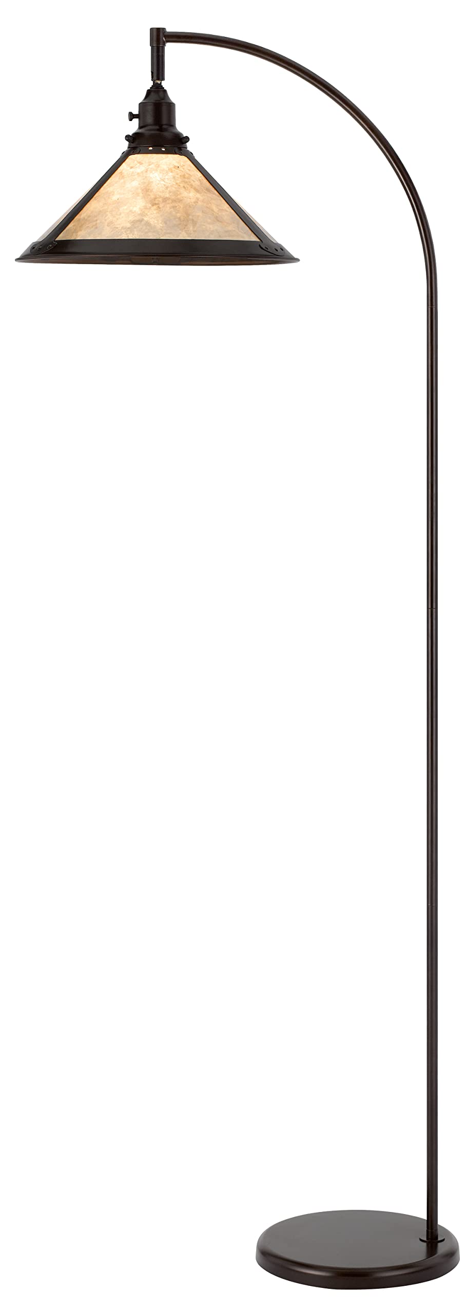 Cal Lighting BO-3122FL-BZ 60W Adjustable Metal Floor Lamp with Mica Shade - Modern Reading Light for Living Room, Bedroom & Office - Dimmable Brightness for Cozy Ambience
