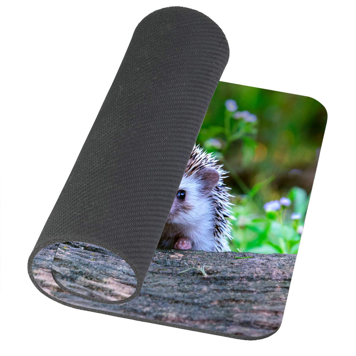 Custom Cute Animal Gaming Mouse Pad - Dwarf Hedgehog on Stump Design | Large Non-Slip Rubber Base | Perfect for PC, Laptop, Office & Gaming Setup