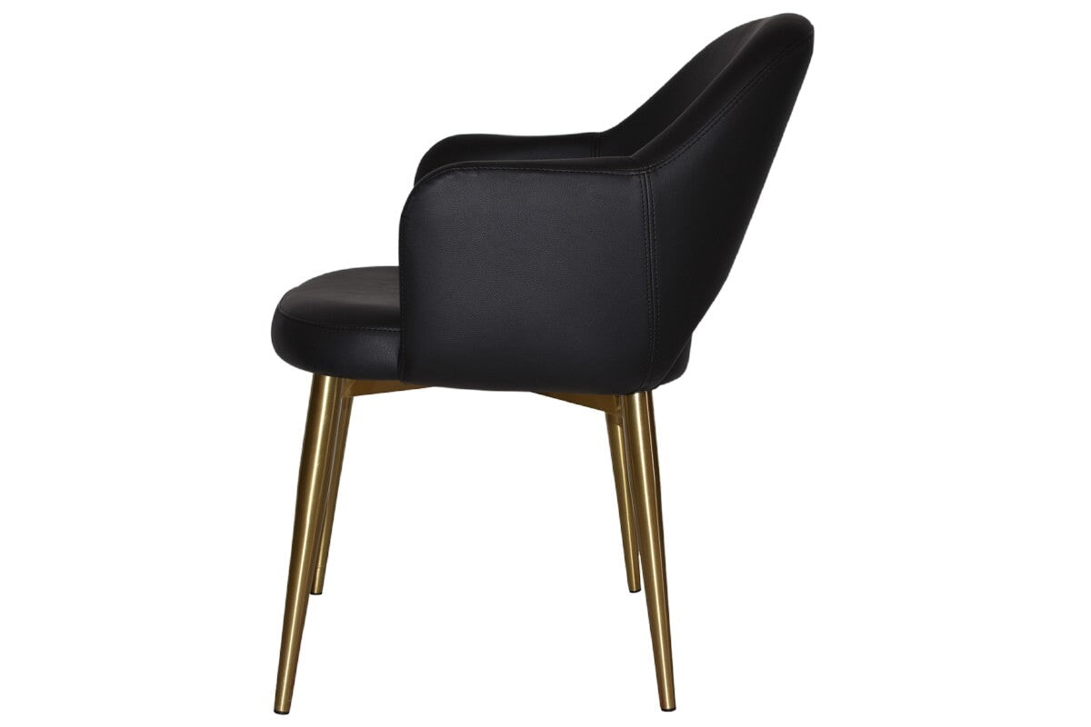 EZ Hospitality Cairo Indoor Armchair with Slim Brass Metal Base - 4 Leg Modern Dining Chair for Living Room, Bedroom, and Office Decor