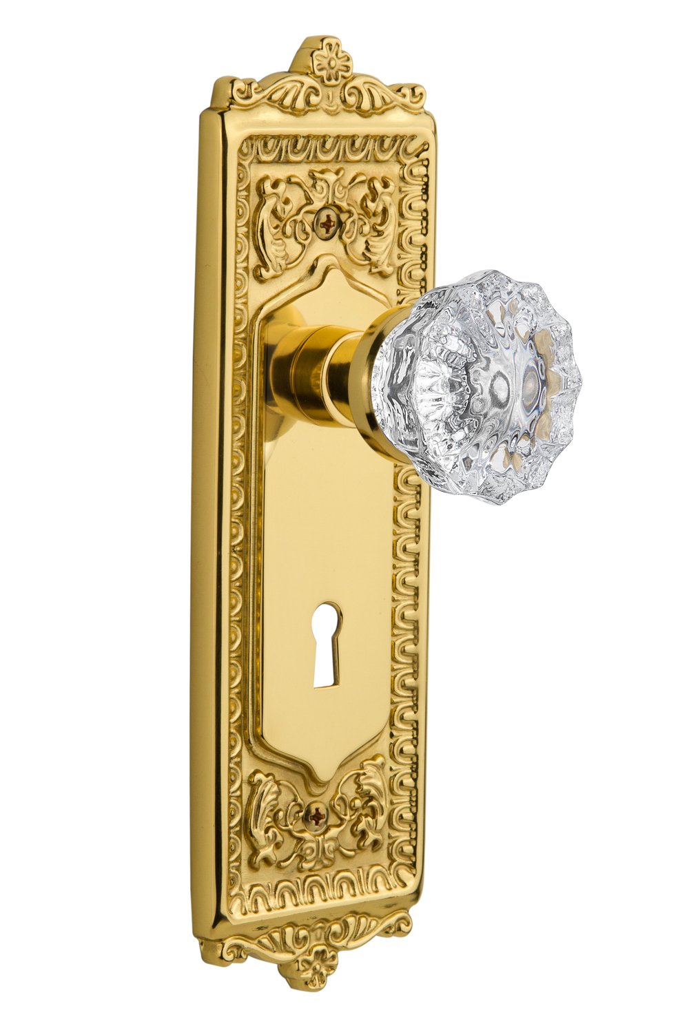 Vintage Egg and Dart Design Keyhole Crystal Knob for Cabinet & Door - 2.75