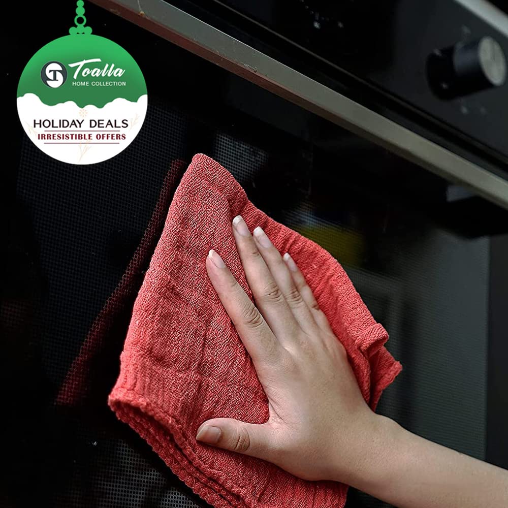 Premium Cotton Shop Towels Red - 14x14 Inches (Pack of 150) | Super Absorbent Cleaning Rags for Automotive, Industrial & Home Use | Ideal for Garage, Workshop, Kitchen & DIY Projects