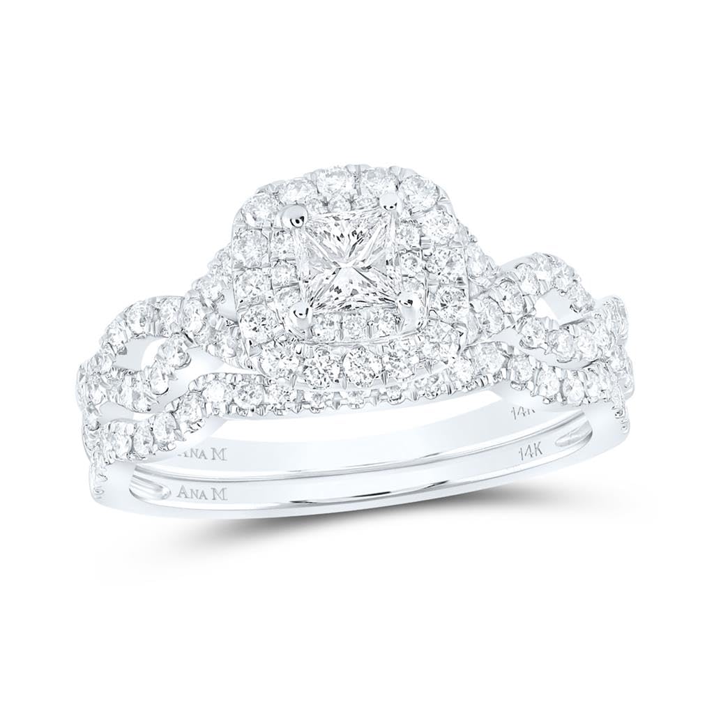 Jewels By Lux 14K White Gold Princess Cut Diamond Wedding Ring Set (1 CTTW) - Elegant Bridal Jewelry for Engagement, Anniversary & Special Occasions